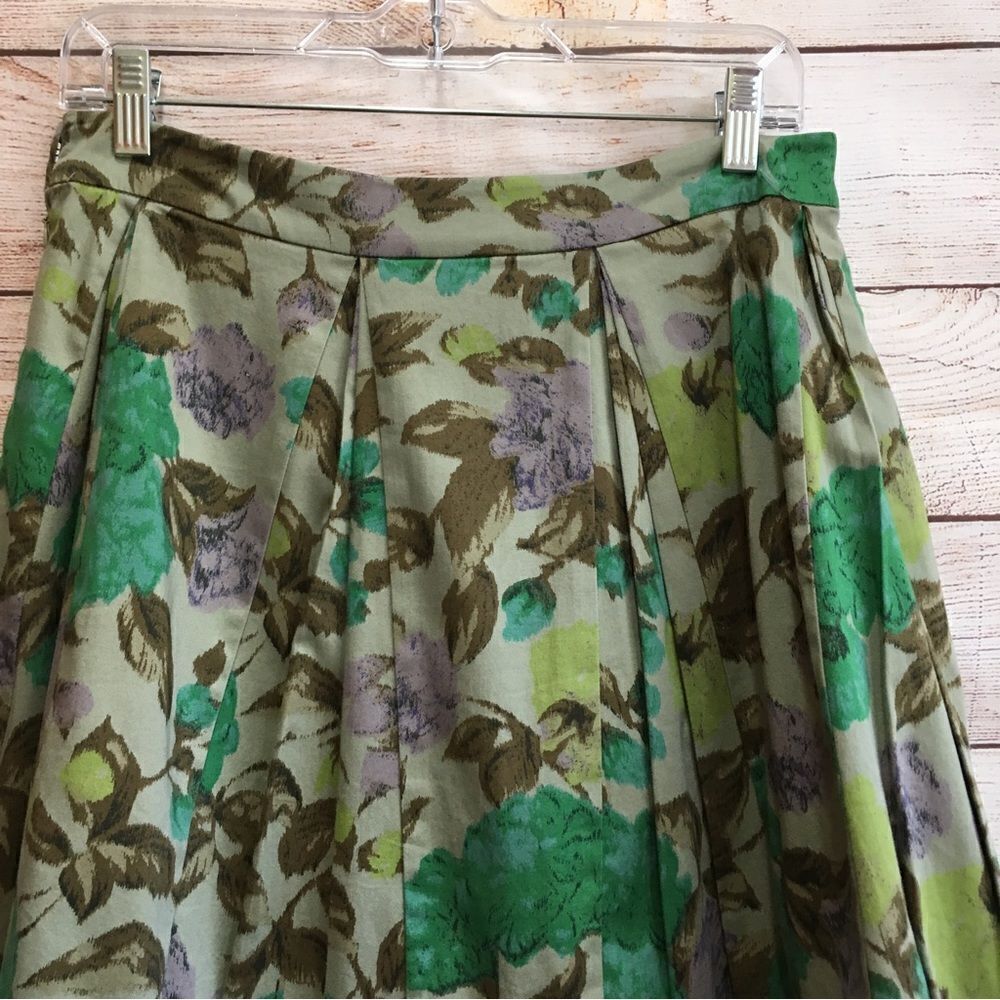 ANTHROPOLOGIE ODILLE SKIRT IN GREEN FLORAL PRINT - Picture 2 of 6